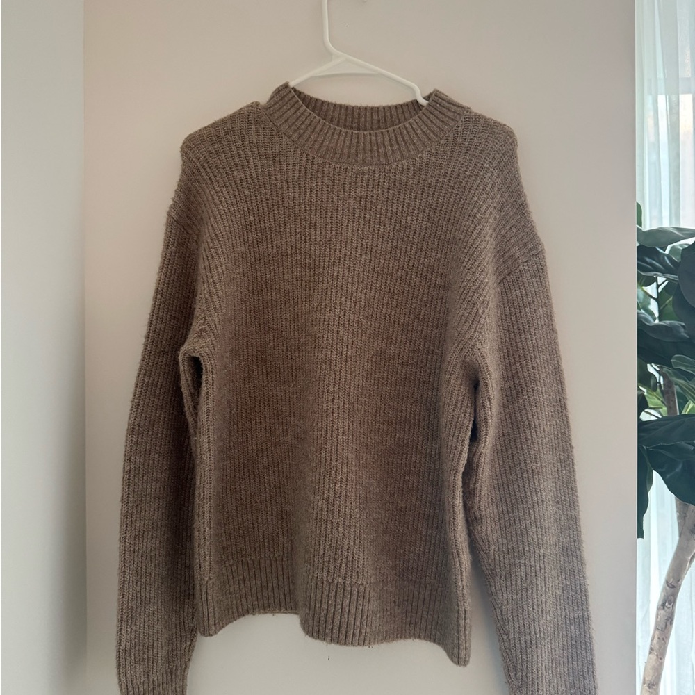H&M Brown Crew Neck Sweater with Soft Knit Texture
